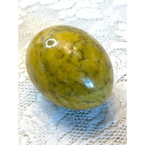 Polished Yellow Jasper Egg Stone Boho Decor Farmhouse - Picture 2 of 4
